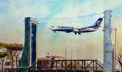 ponte mobile darsena Fiumicino by Pierre David Cavallari, Painting for Sale on Singulart