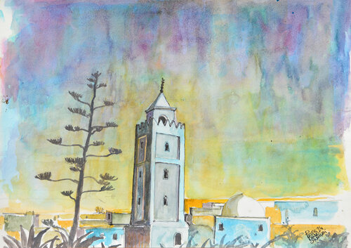 minareto Tunisino de Pierre David Cavallari, Pintura a la venta en Singulart