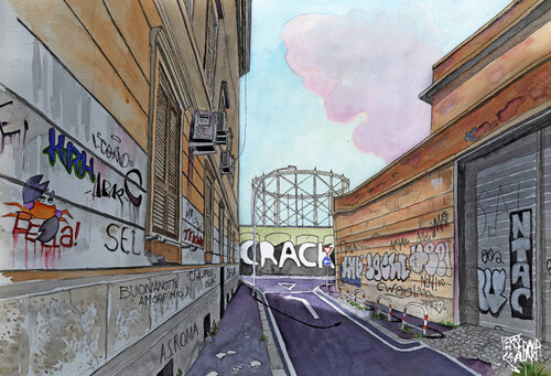 vicolo del gazometro von Pierre David Cavallari, Malerei kaufen auf Singulart