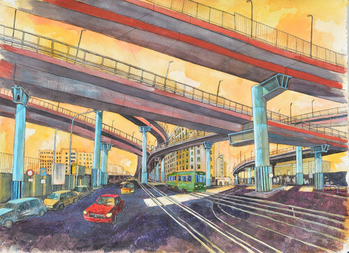 sotto la tangeziale by Pierre David Cavallari, Painting for Sale on Singulart