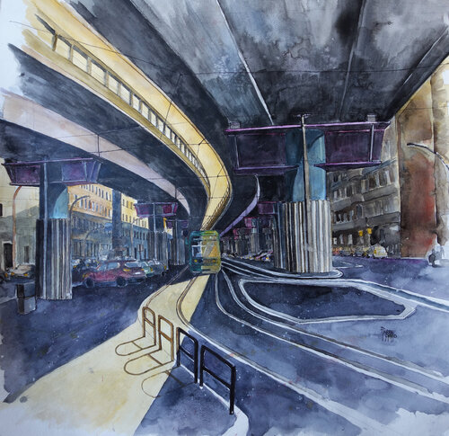 tram tangenziale by Pierre David Cavallari, 絵画 for Sale on Singulart