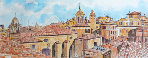 Tetti di Roma by Pierre David Cavallari, Painting for Sale on Singulart