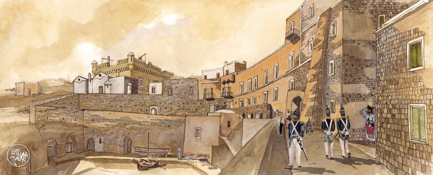 Paese di Ventotene 1800sec Pierre David Cavallari Édition à vendre
