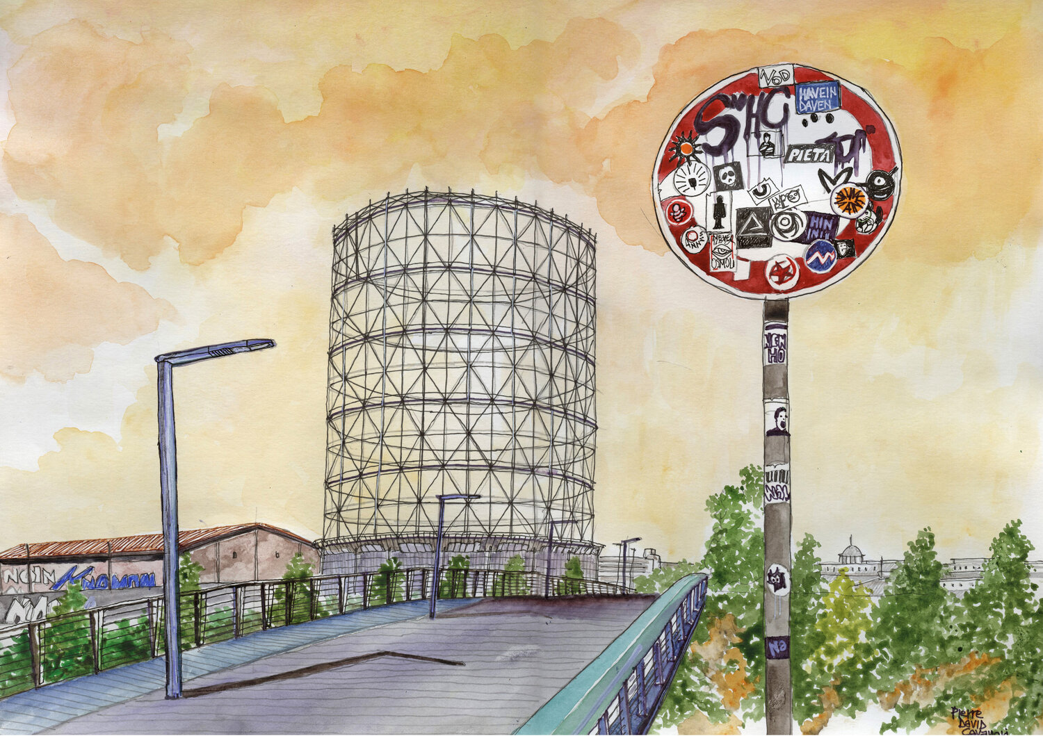 Gazometro Tag Pierre David Cavallari Originalgemälde zu verkaufen