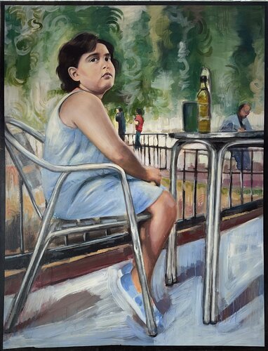 Niña en terraza di Mª Angeles Sánchez Buendía, Pittura in vendita su Singulart