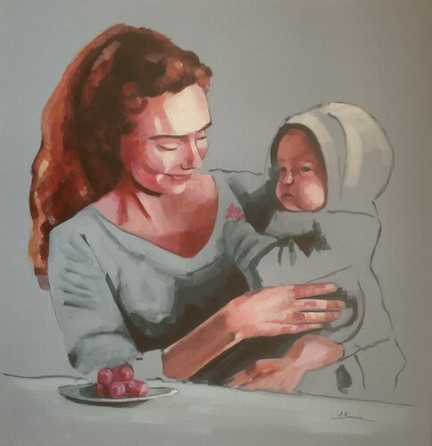 Presencias. Maternidad. by Angeles Sánchez Buendía, Painting for Sale on Singulart