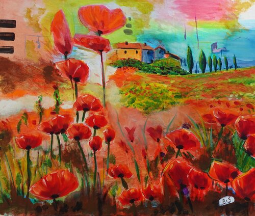 Tuscan Poppies by Barry Sears, Painting for Sale on Singulart