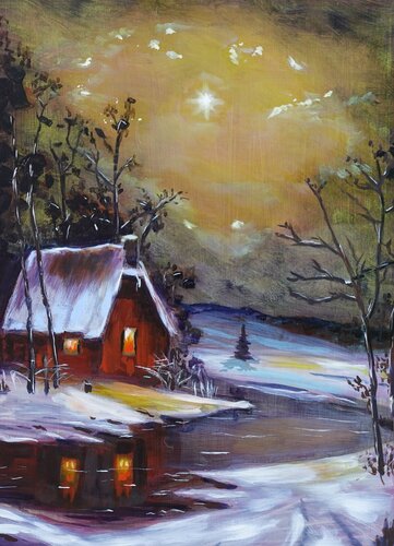 Christmas Cottage by Barry Sears, Painting for Sale on Singulart
