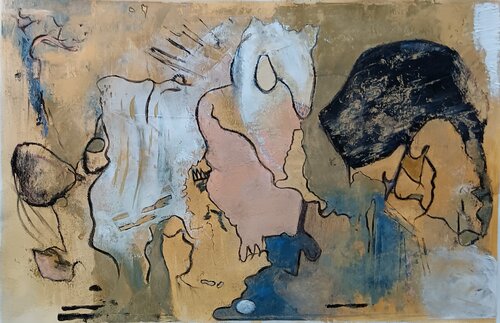White horse,black dog by Fliss Esk, 絵画 for Sale on Singulart