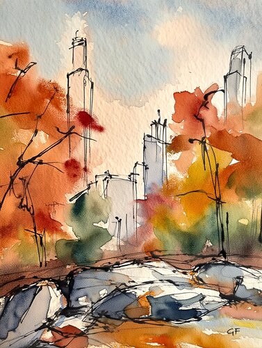 Autumn Skyline Whisper von Gunta Frīdenberga, Digital kaufen auf Singulart