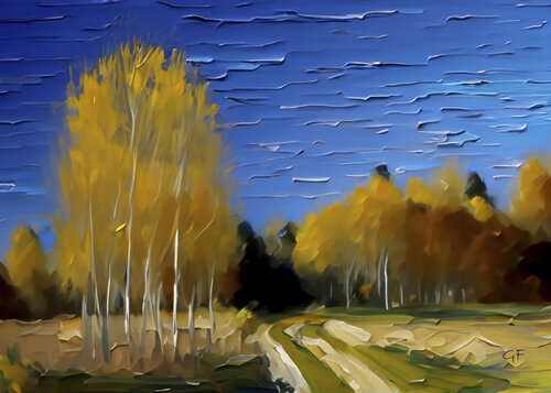 Golden Path of Autumn de Gunta Frīdenberga, Digital a la venta en Singulart