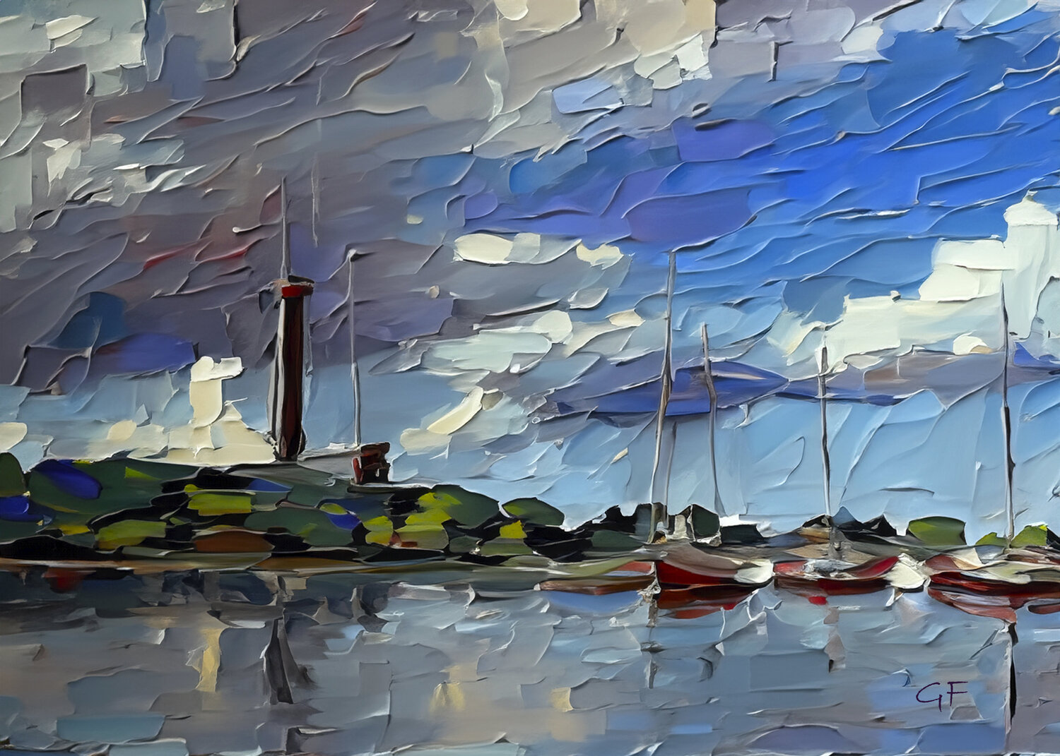 Harbor Reflections Gunta Frīdenberga Digital en venta