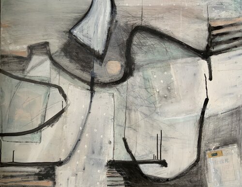 Der abendliche Hafen von Hongkong de Annette Pfister, Pintura a la venta en Singulart