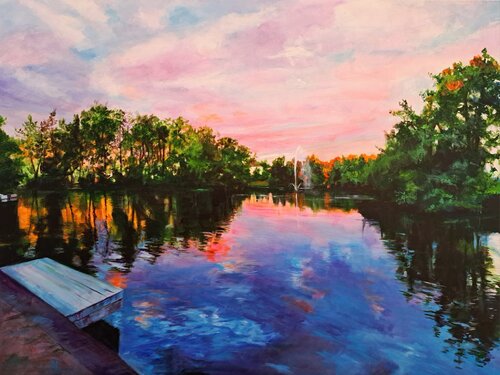 FUENTE DEL LAGO DE LINKOPING di carmen lópez, Pittura in vendita su Singulart