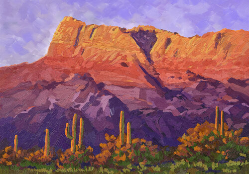 Desert cliffs at sunset P 30x20 by Tim Gilliland, デジタル for Sale on Singulart