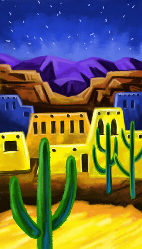 adobe in the desert C 20x34 by Tim Gilliland, デジタル for Sale on Singulart