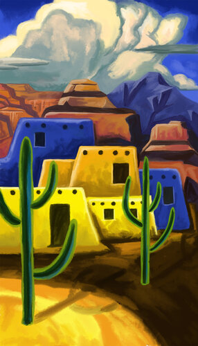 adobe in the desert2- C 20x34 by Tim Gilliland, デジタル for Sale on Singulart