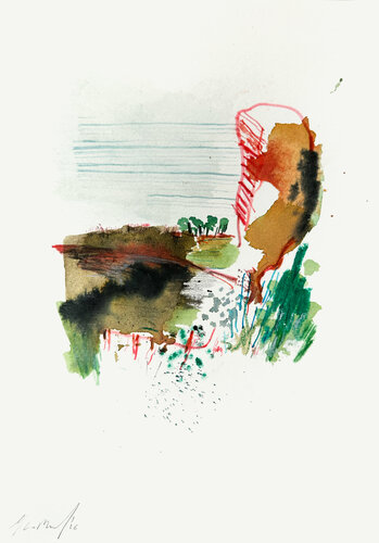 Contemporary ink/watercolor landscape of Flanders - Naturaleza 100526 von Isabelle Van Brussel, Werk auf Papier kaufen auf Singulart