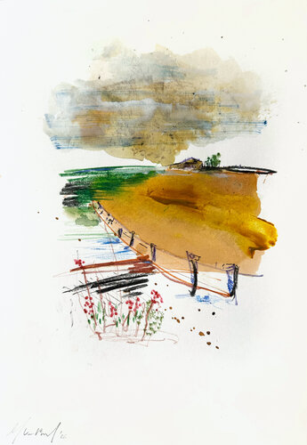 Contemporary ink/watercolor landscape of Flanders - Naturaleza 110526 by Isabelle Van Brussel, Work on Paper for Sale on Singulart