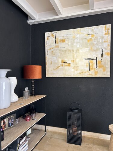Douceur crème et dorée par Domy Auger, Peinture en vente sur Singulart