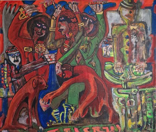 Bei den Bachanten par Uwe Georg Kloos, Peinture en vente sur Singulart