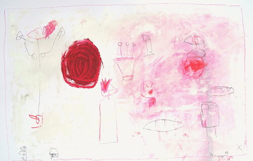 Flowers in red par Reinhard Stammer, Œuvre sur papier en vente sur Singulart