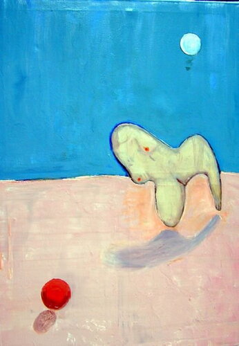 Femme Fatal on the beach by Reinhard Stammer, Painting for Sale on Singulart