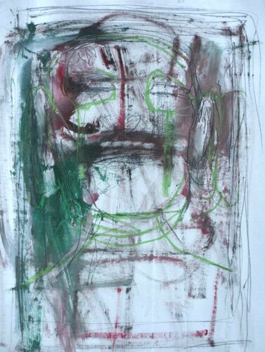 Left Hand painting (because of a bad inflammation) 50 x 40 cm 2013 van Reinhard Stammer, Schilderij te koop op Singulart