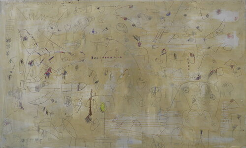 Young man looking for a fertile woman par Reinhard Stammer, Peinture en vente sur Singulart