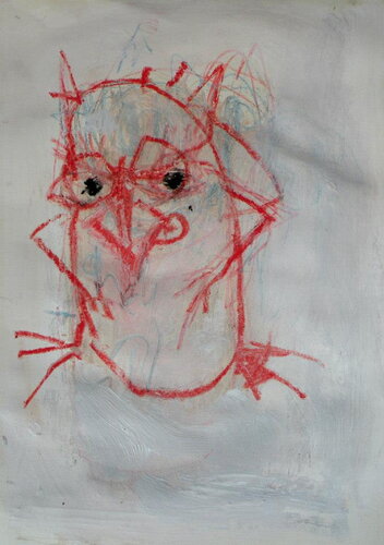 Little anxious bird 40 x 30 cm  on paper 2013 by Reinhard Stammer, Work on Paper for Sale on Singulart