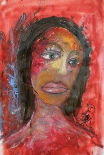 Lovely Rita with bird par Reinhard Stammer, Peinture en vente sur Singulart