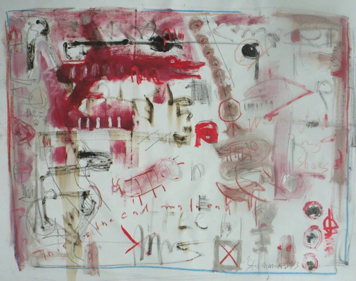 The red crocodile Reinhard Stammer Original painting for sale