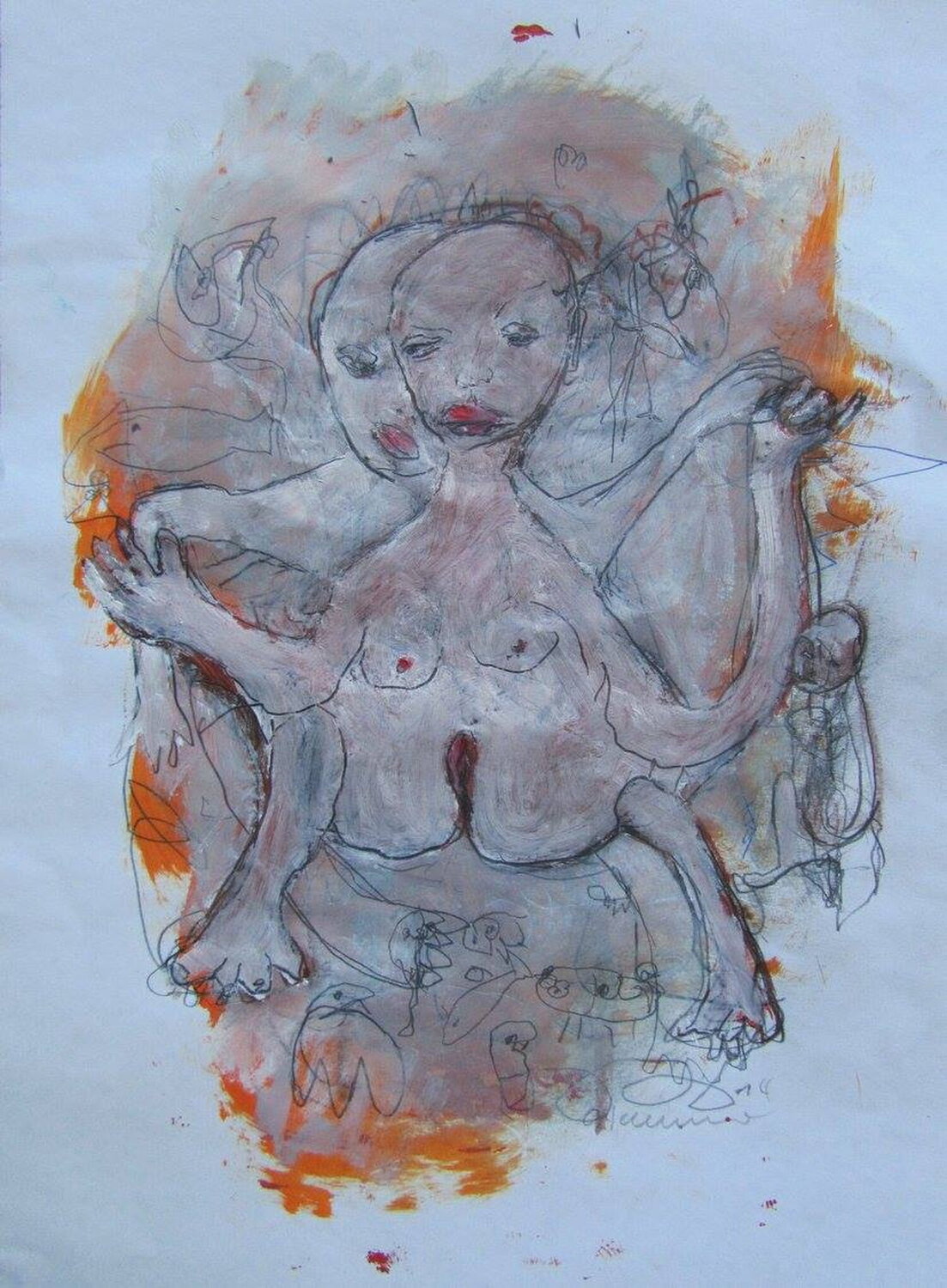 Naked Reinhard Stammer Werk op papier te koop