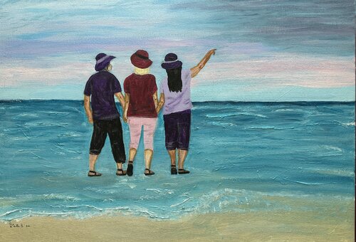 3 Friends at the Beach #2 by Patti Bailey, 絵画 for Sale on Singulart