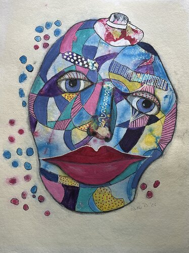 The Weary Muse in Mosaic Hues van Patti Bailey, Werk op papier te koop op Singulart