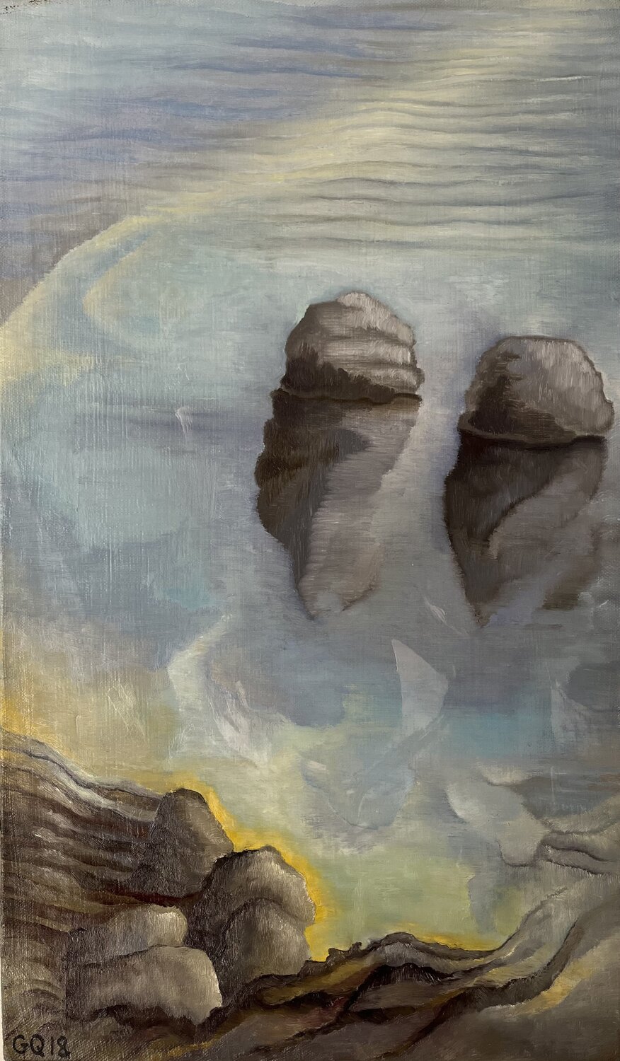 Deux Roches Guillaine Querrien Original painting for sale