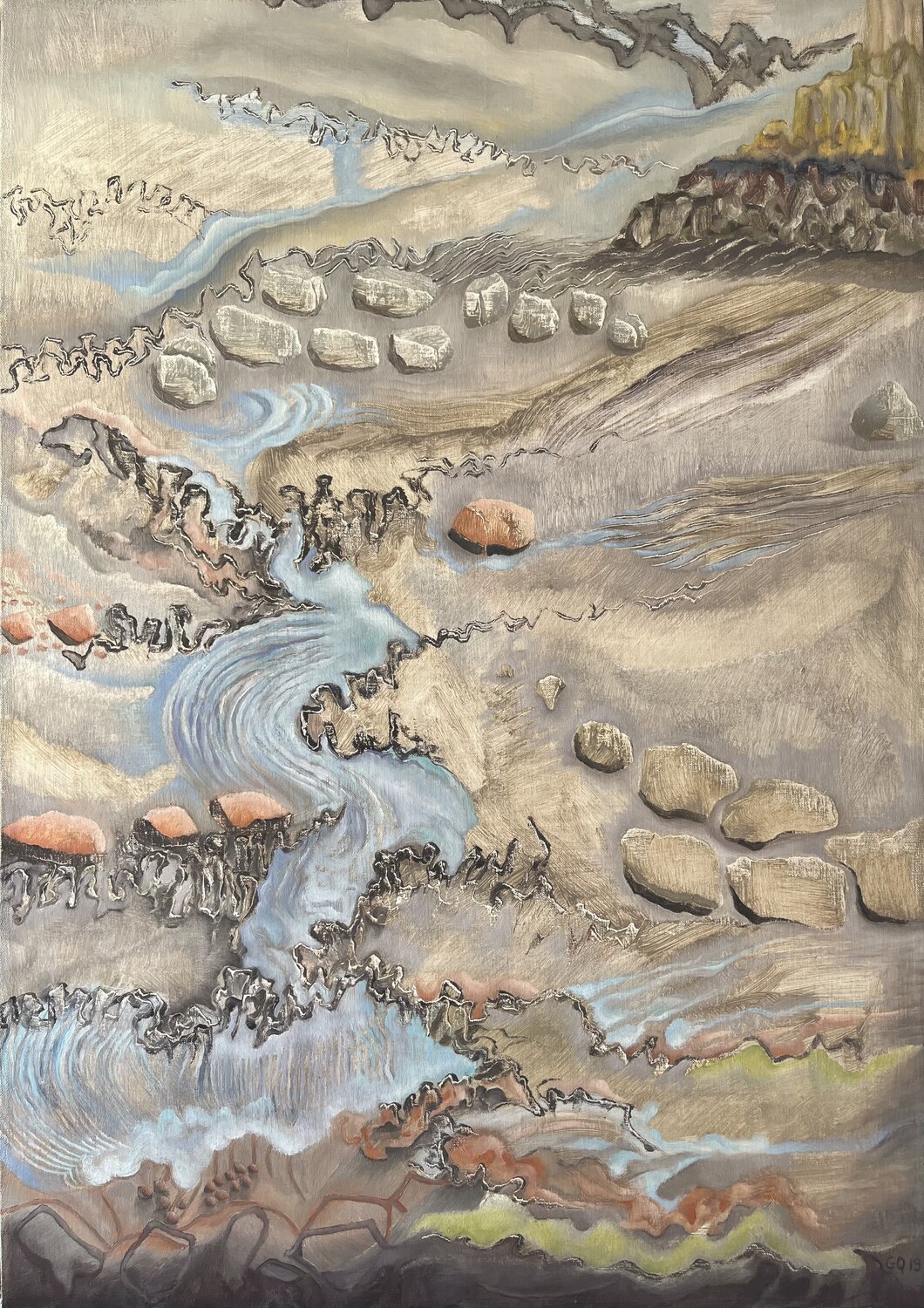Marée basse vers Rohir Guillaine Querrien Peinture originale à vendre