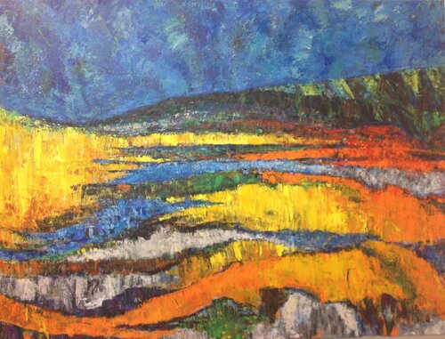 Yellow Landscape by Henrik Hytteballe, Painting for Sale on Singulart
