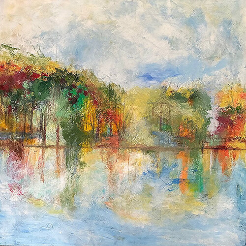 WATERSIDE HOMES, CYGNET , TASMANIA van Molly Duncan, Schilderij te koop op Singulart