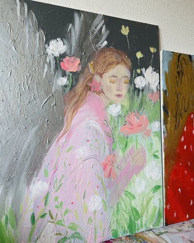 Angel in a Garden par Alexandra Getsko, Peinture en vente sur Singulart