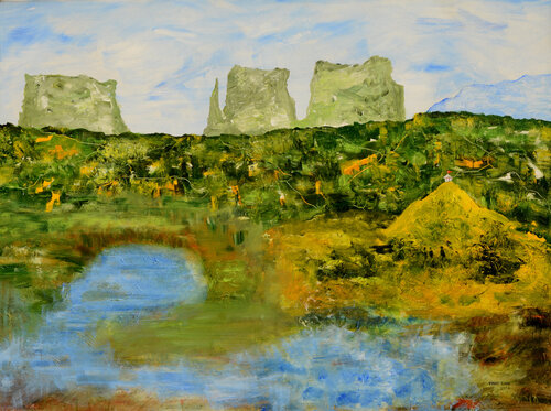 Towering Mountains - I par Vinay Sane, Peinture en vente sur Singulart