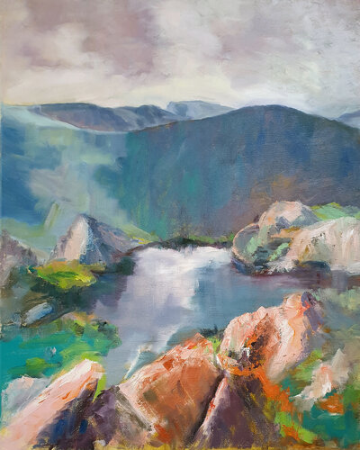 Looking Over The Edge par Philippa Headley, Peinture en vente sur Singulart
