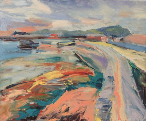 Along The Sea Wall di Philippa Headley, Pittura in vendita su Singulart