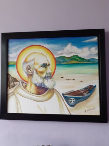 St Columba Arriving on Iona van Rosemary T McAuley, Schilderij te koop op Singulart