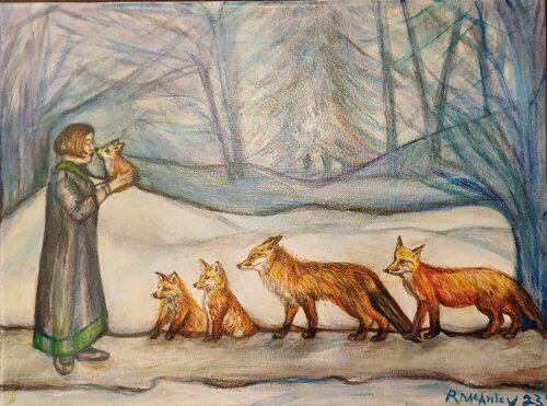 Violet and the Foxes by Rosemary T McAuley, Print for Sale on Singulart