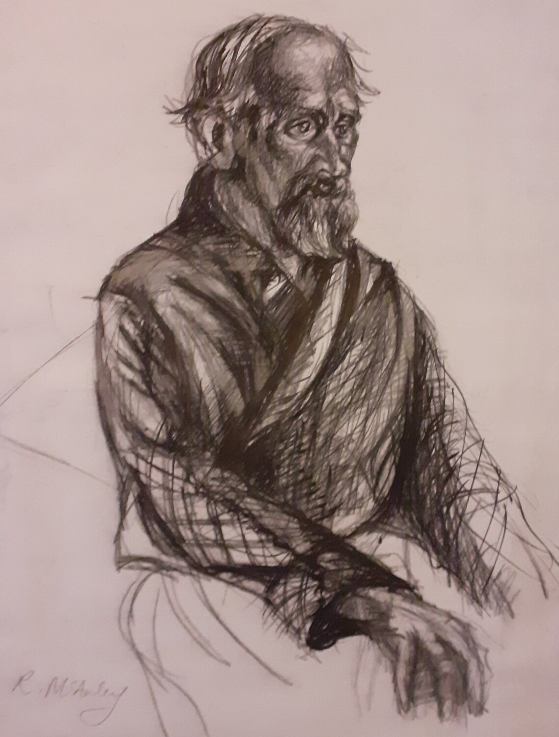 Study of Old Man Rosemary T McAuley Disegno in vendita