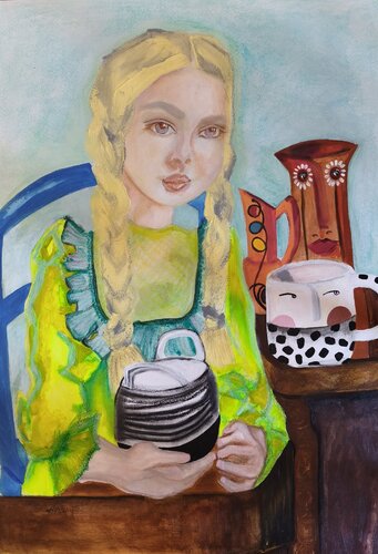 Happiness for breakfast par Ines Duarte, Peinture en vente sur Singulart