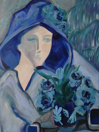 Poesia in blu par Ines Duarte, Peinture en vente sur Singulart