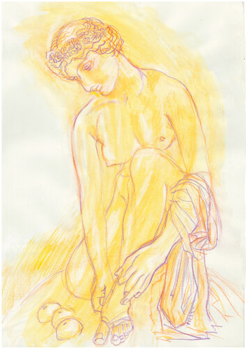 La toilette d'Atalante d'après Jean-Jacques dit James Pradier (1850) - Sculpture dessinée au Louvre by Emmanuelle Braine Bonnaire, Drawing for Sale on Singulart
