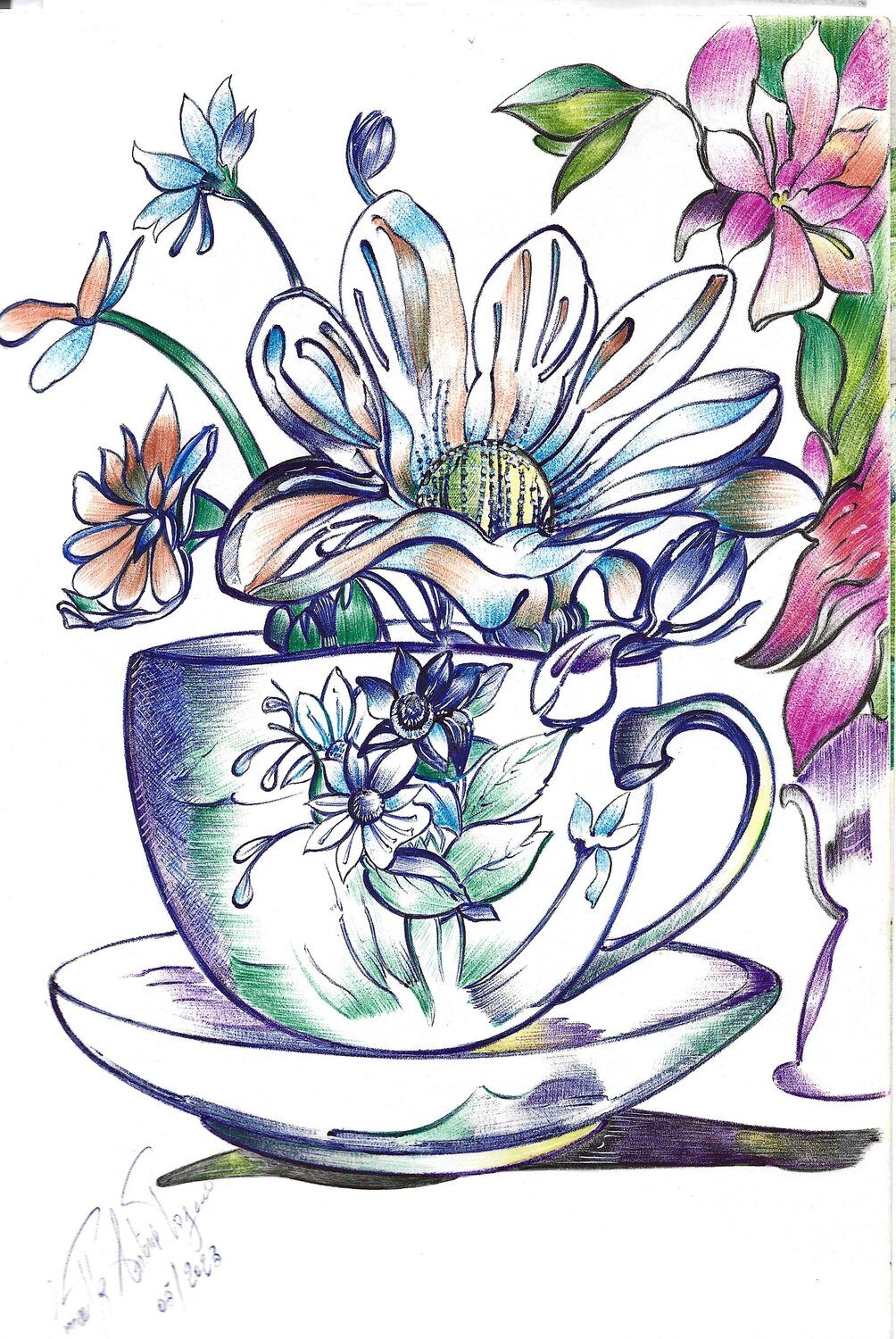 Tazza con fiori Cettina Pagano Zeichnungen zu verkaufen